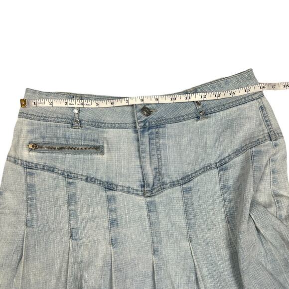Zoey Beth Skirt Light Wash Denim Zip Fly Y2K Pleated Mini Jean Skirt Women's S - Picture 5 of 11